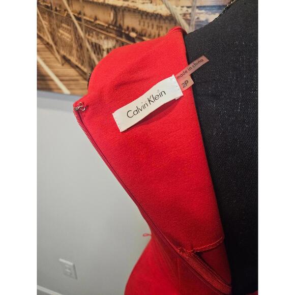 Calvin Klein Red Dress with Black Stripes - Picture 6 of 6